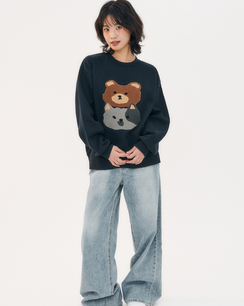 Cat and Bear Sweatshirt Navy