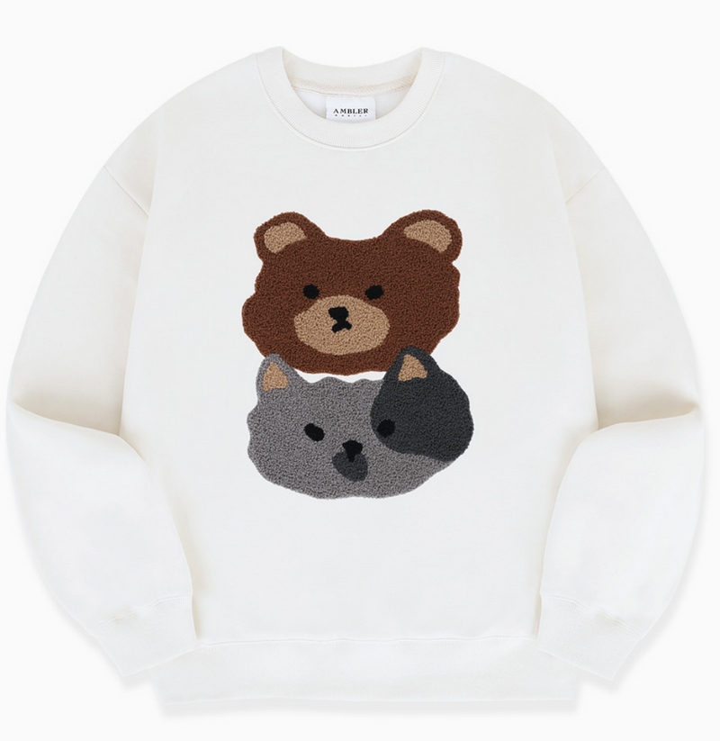Cat and Bear Sweatshirt Ivory