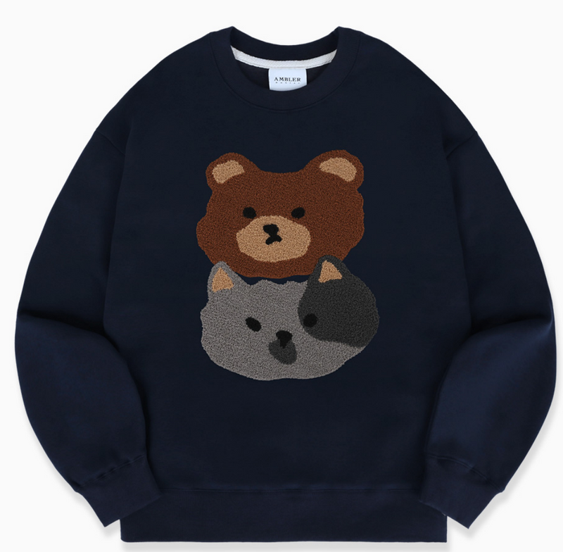 Cat and Bear Sweatshirt Navy