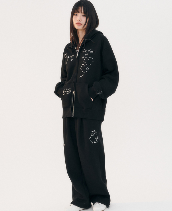 Emoji Zip Up Hoodie Black