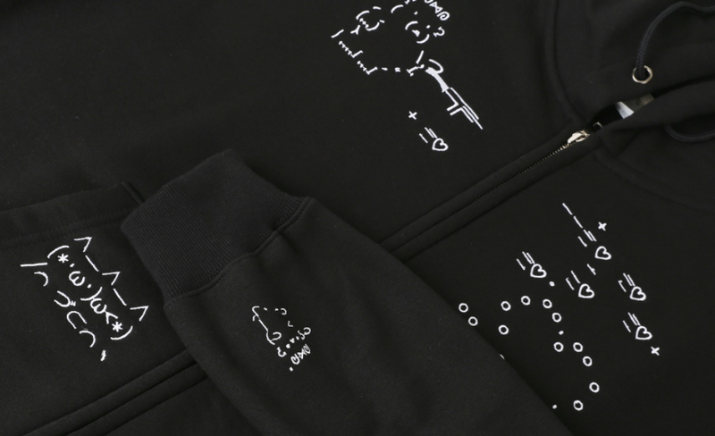 Emoji Zip Up Hoodie Black