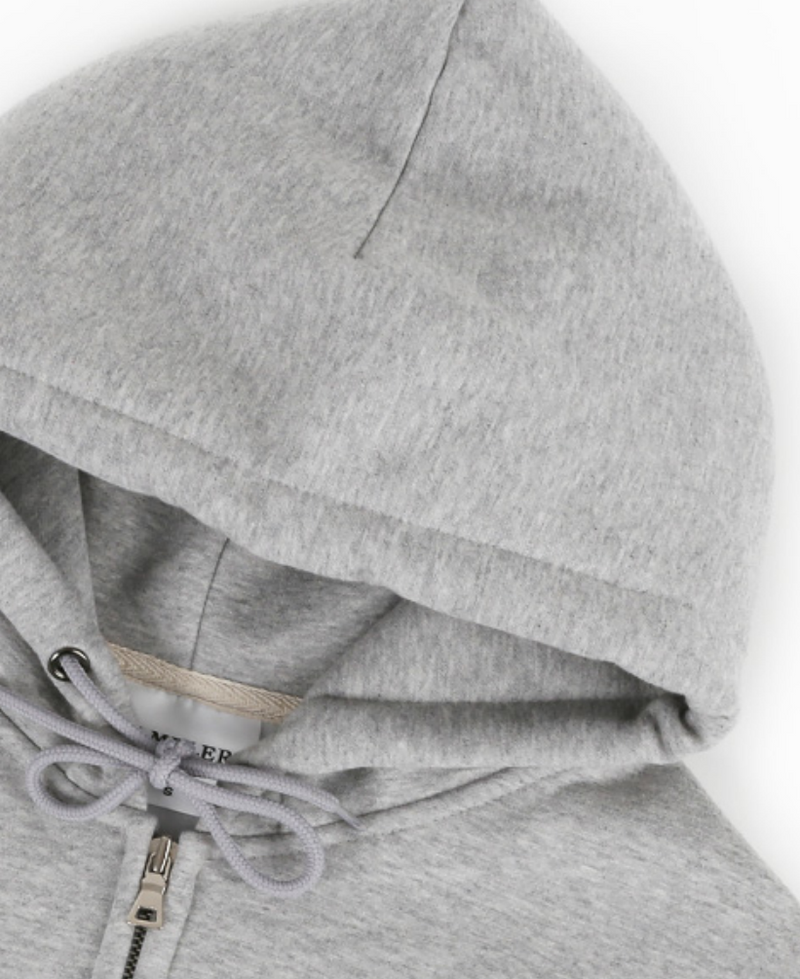Emoji Zip Up Hoodie Melange Grey