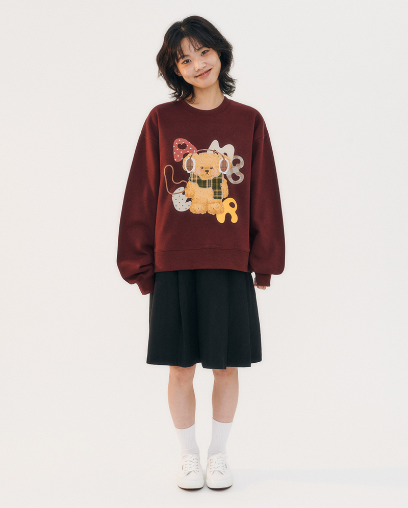 Winter Puppy Sweatshirt Burgundy