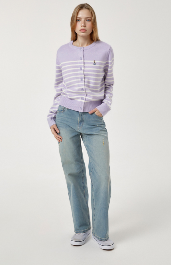 Steve R-neck Cardigan Purple