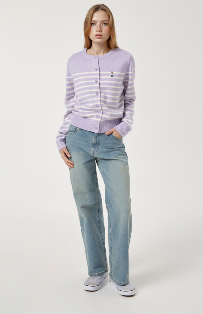 Steve R-neck Cardigan Purple