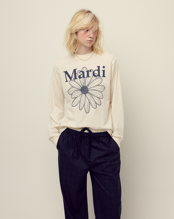 T-shirt Long Sleeve Flowermardi Cream Navy