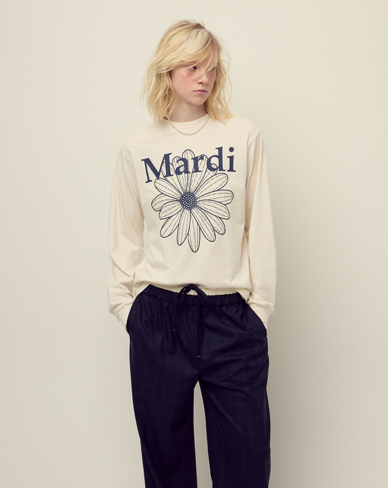 T-shirt Long Sleeve Flowermardi Cream Navy