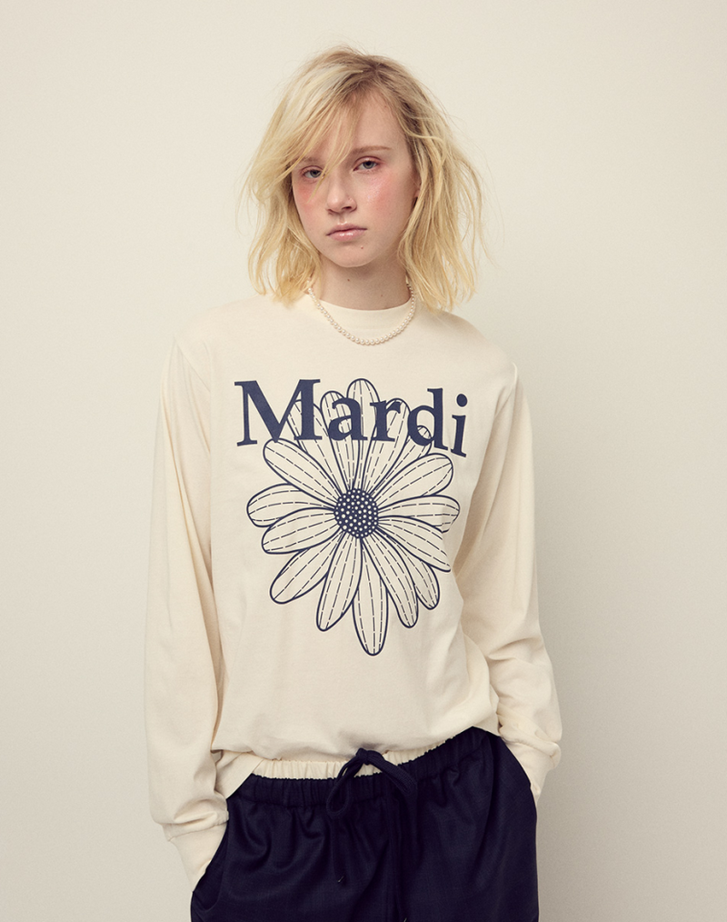T-shirt Long Sleeve Flowermardi Cream Navy