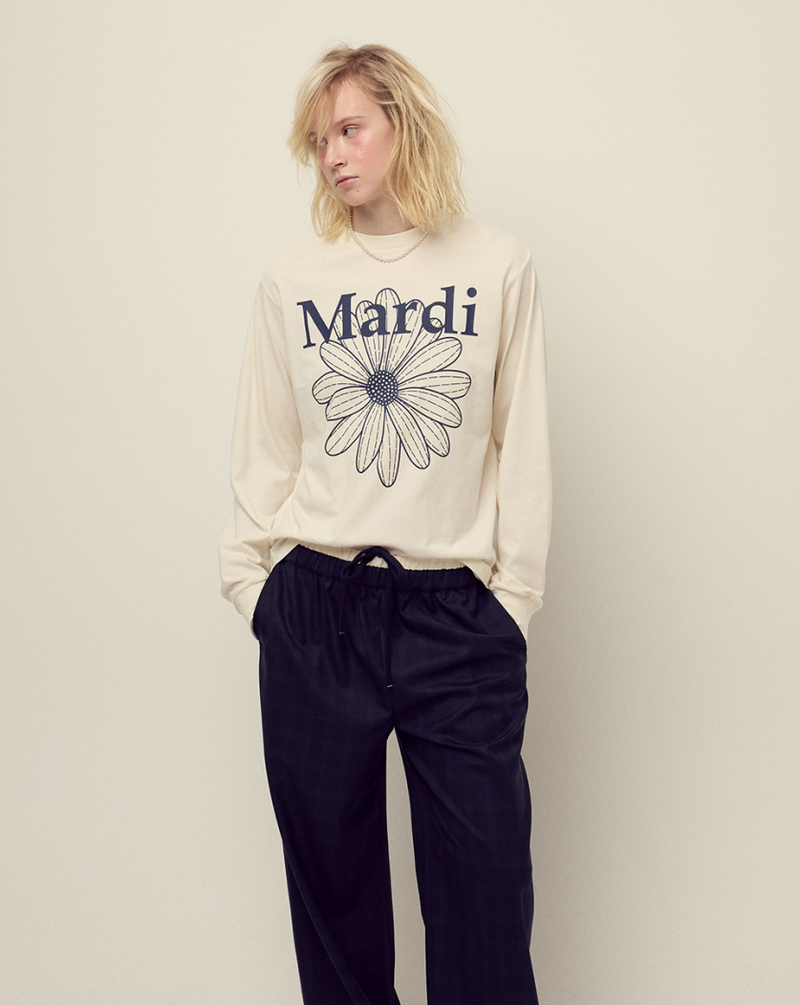 T-shirt Long Sleeve Flowermardi Cream Navy