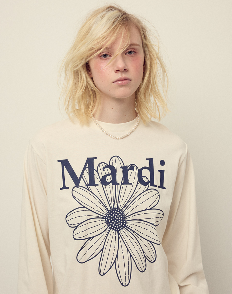 T-shirt Long Sleeve Flowermardi Cream Navy