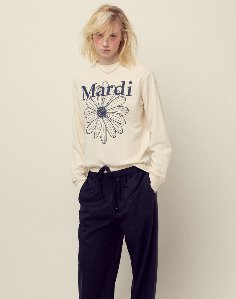 T-shirt Long Sleeve Flowermardi Cream Navy