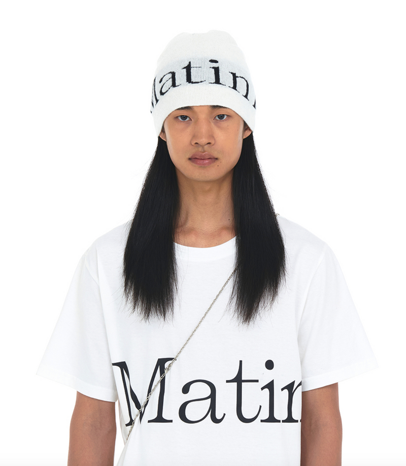 Logo Jacquard Short Beanie in White