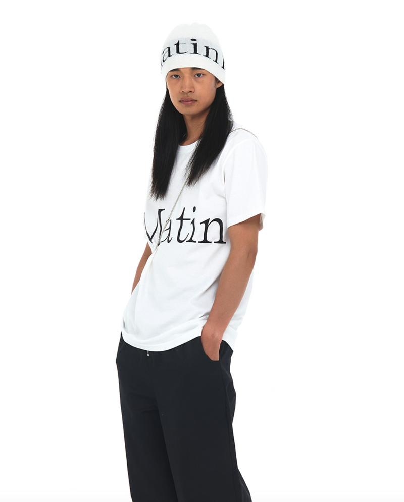 Logo Jacquard Short Beanie in White