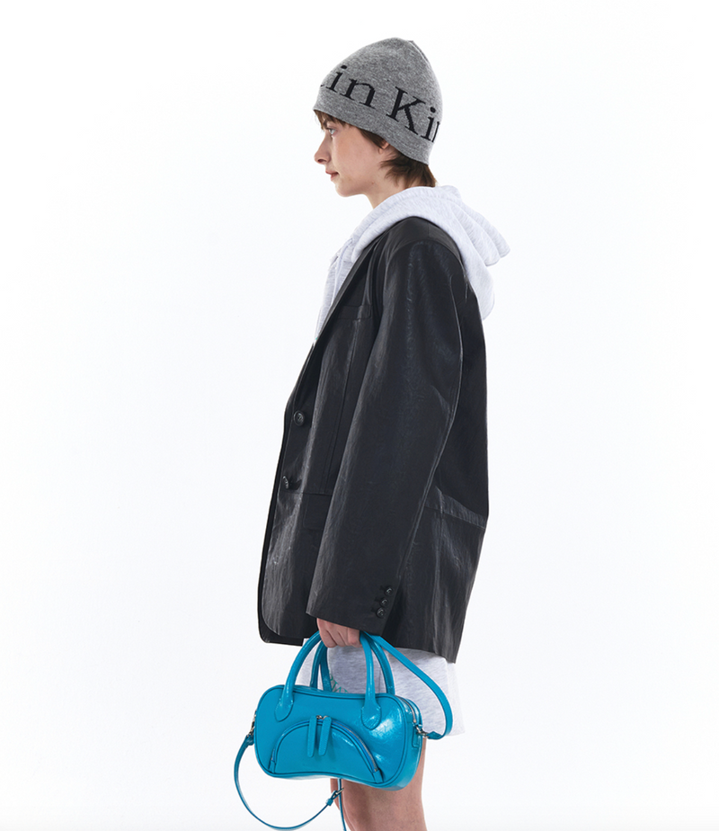 Logo Jacquard Short Beanie in Grey