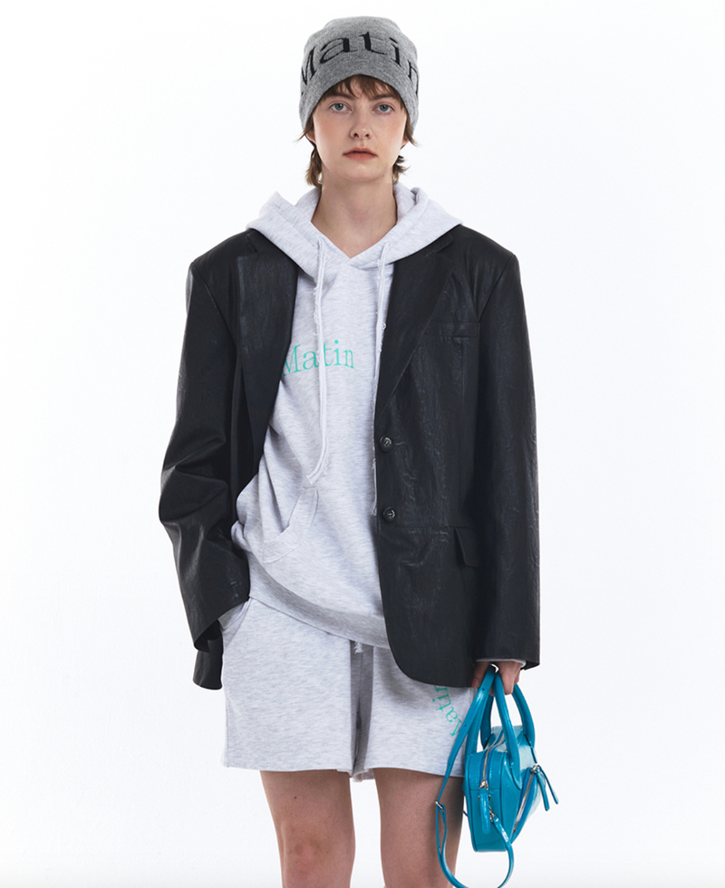 Logo Jacquard Short Beanie in Grey