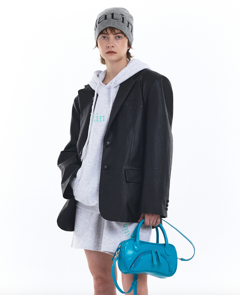 Logo Jacquard Short Beanie in Grey