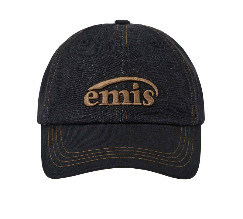 Washed Denim Ball Cap Grey Black