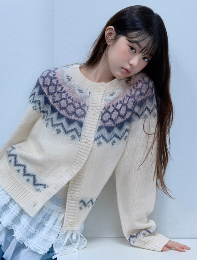Cowichan Jacquard Knit Cardigan Ivory