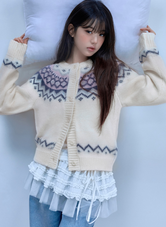 Cowichan Jacquard Knit Cardigan Ivory