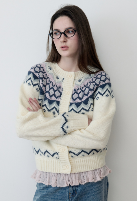 Cowichan Jacquard Knit Cardigan Ivory