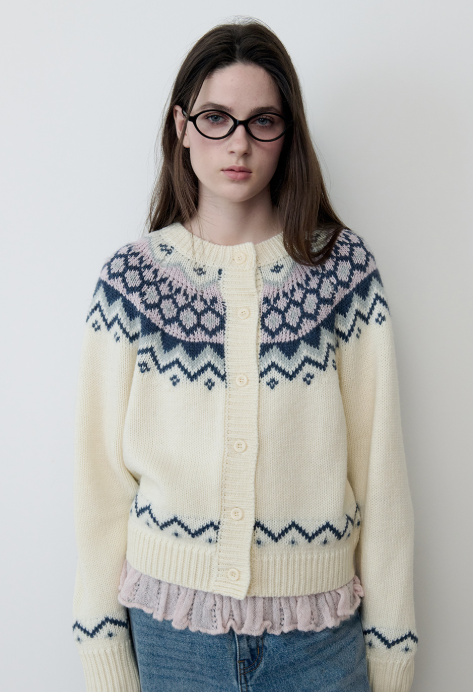 Cowichan Jacquard Knit Cardigan Ivory