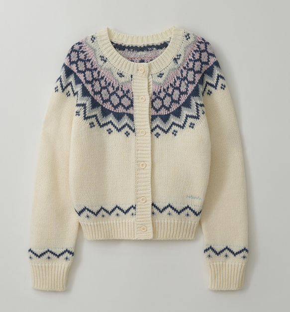 Cowichan Jacquard Knit Cardigan Ivory