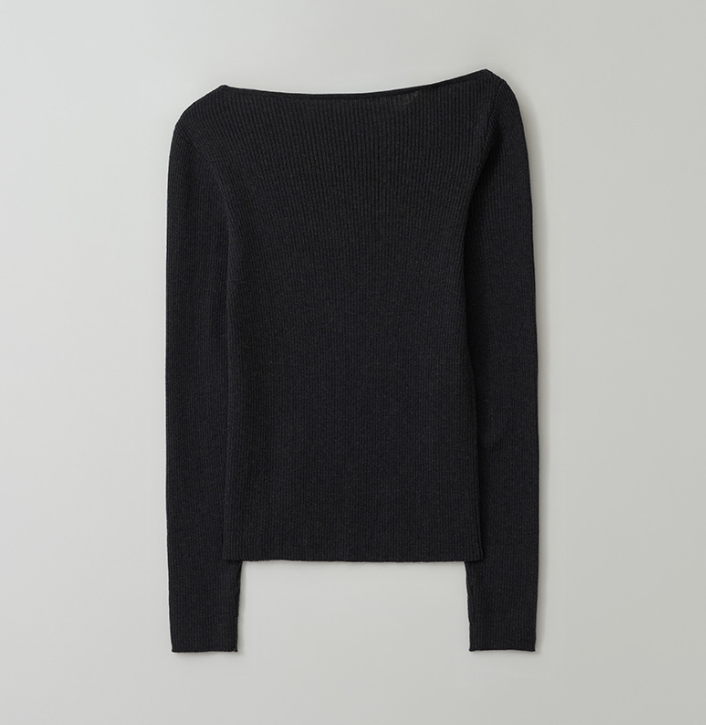 Wool Blended Cut Out Button Knit Charcoal