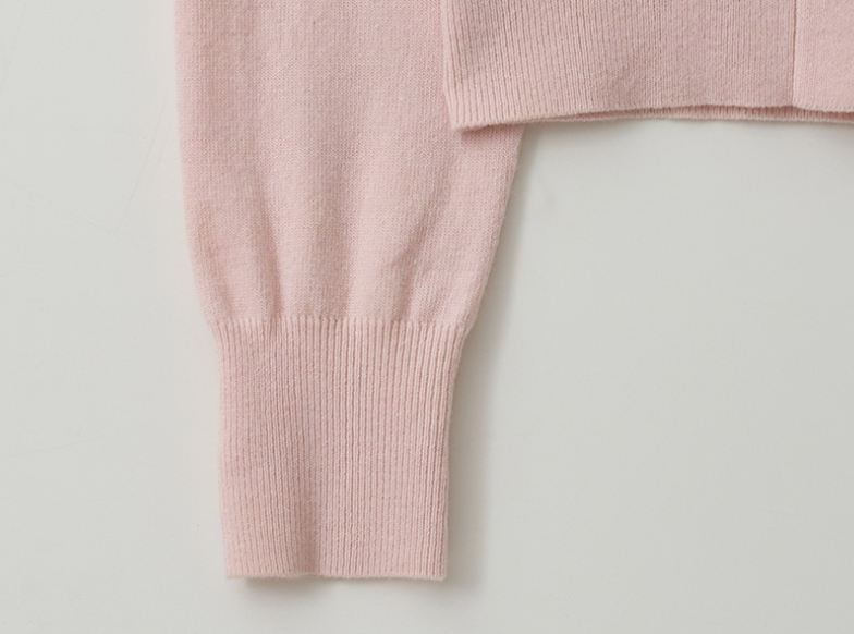Wool Blended High Neck Knit Cardigan Pink