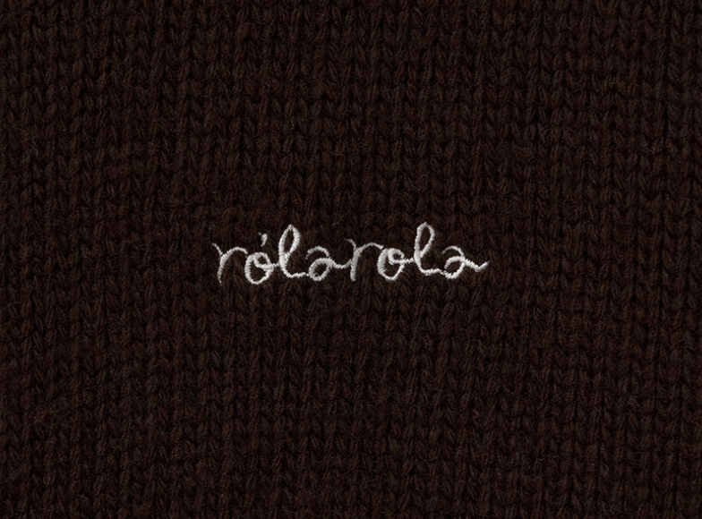 Maison De Rola Embroidery Wool Blended Knit Zip Up Brown