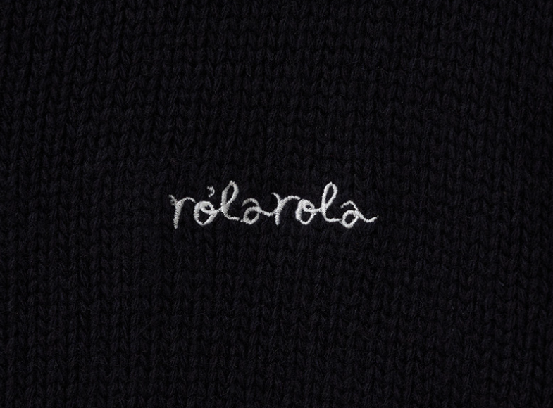 Maison De Rola Embroidery Wool Blended Knit Zip Up Black