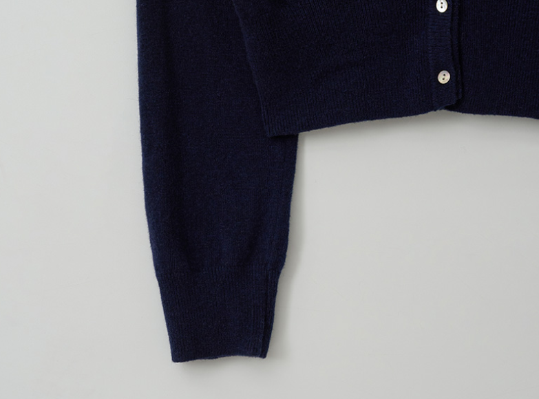 Wool Blended V Neck Cardigan Navy