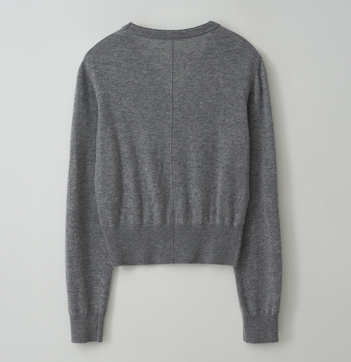 Wool Blended V Neck Cardigan Grey