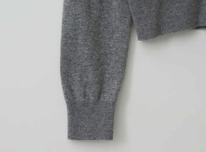 Wool Blended V Neck Cardigan Grey
