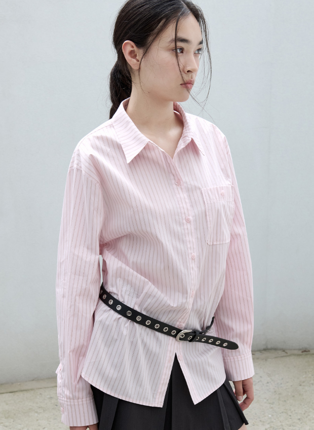 Oversize Stripe Shirt Pink