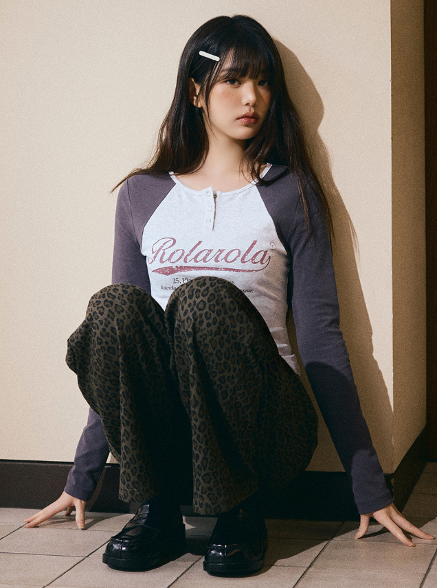 Vintage Logo Raglan T-shirt Melange White Charcoal