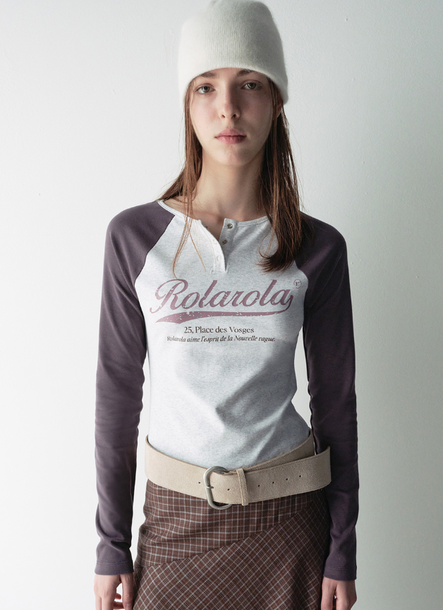 Vintage Logo Raglan T-shirt Melange White Charcoal