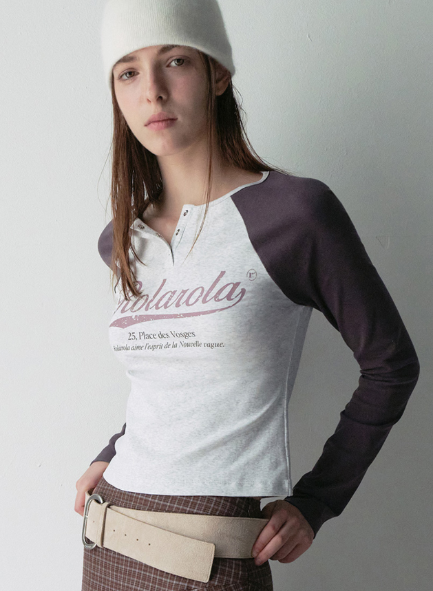 Vintage Logo Raglan T-shirt Melange White Charcoal