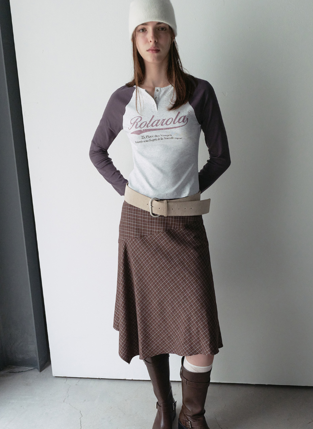 Vintage Logo Raglan T-shirt Melange White Charcoal