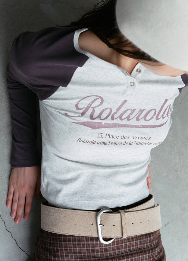 Vintage Logo Raglan T-shirt Melange White Charcoal