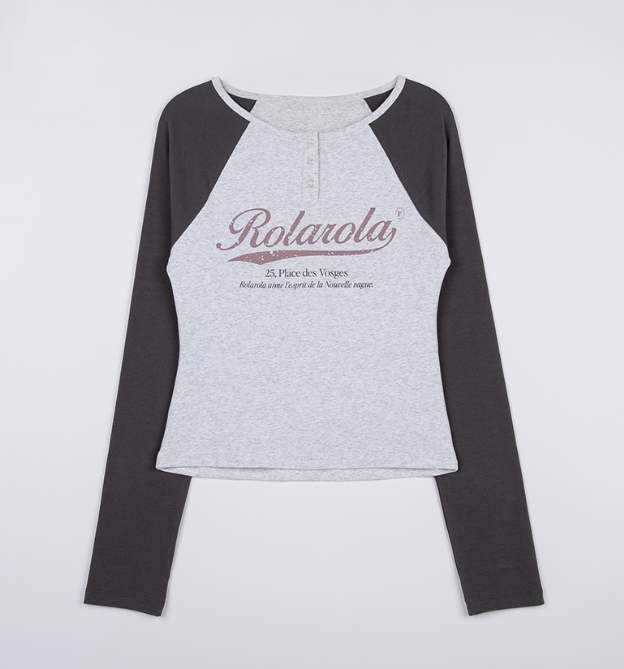 Vintage Logo Raglan T-shirt Melange White Charcoal