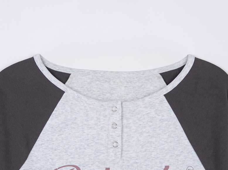 Vintage Logo Raglan T-shirt Melange White Charcoal