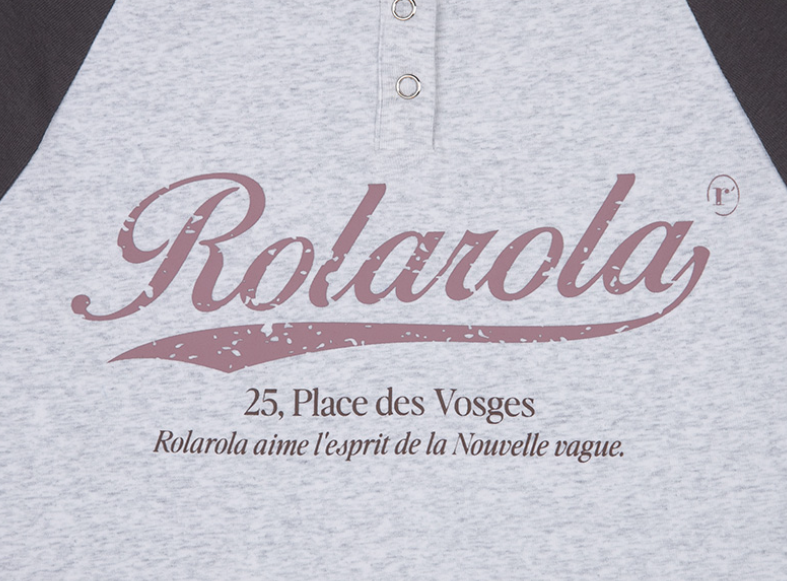 Vintage Logo Raglan T-shirt Melange White Charcoal