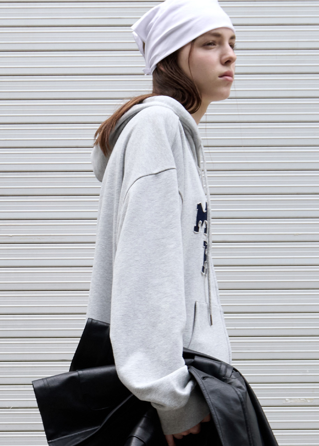 Maison De Rola Embroidery Hood Zip Up Grey