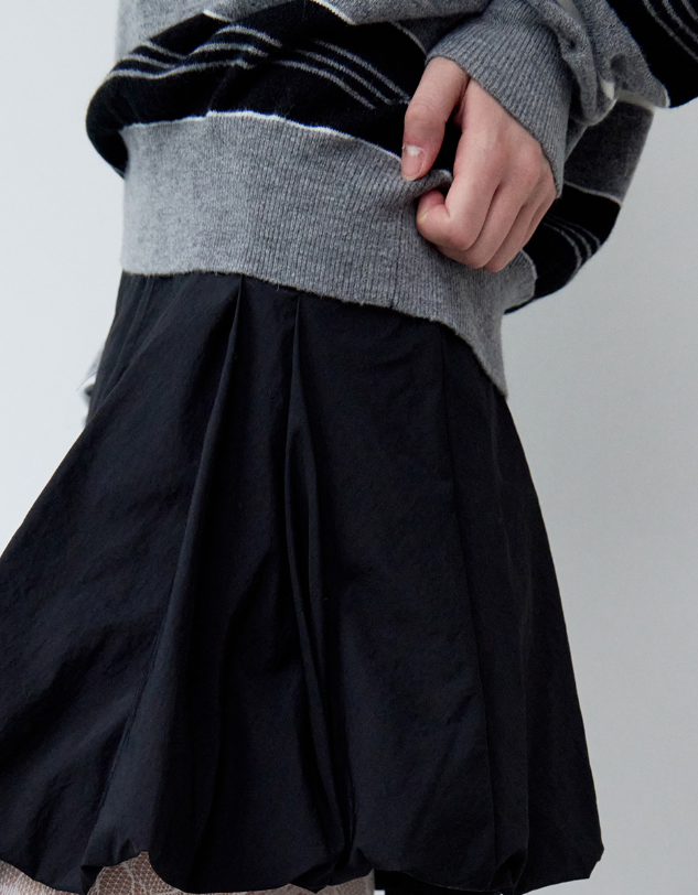 Alpaca Stripe Collar Knit Black