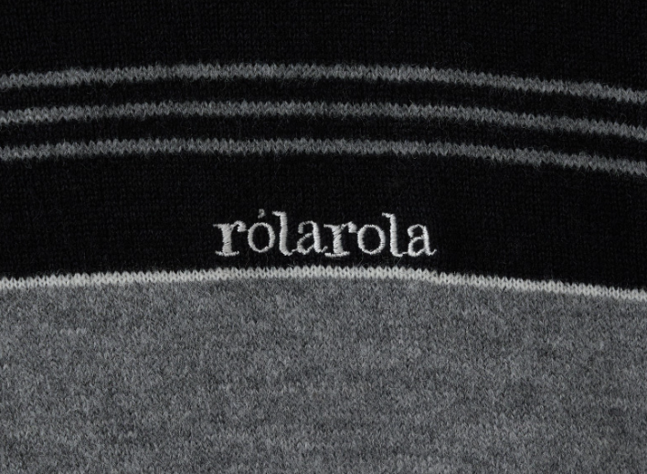 Alpaca Stripe Collar Knit Black