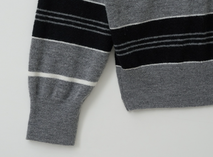 Alpaca Stripe Collar Knit Black