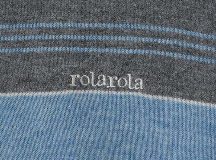 Alpaca Stripe Collar Knit Blue