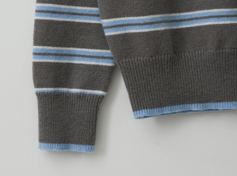 One Off Shoulder Stripe Cardigan Grey