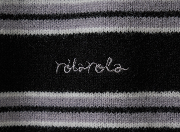 One Off Shoulder Stripe Cardigan Black