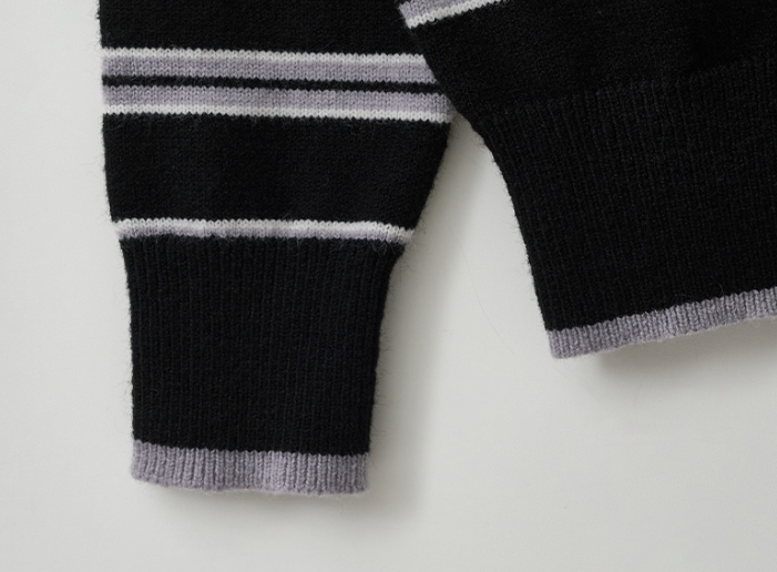 One Off Shoulder Stripe Cardigan Black